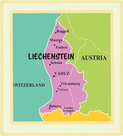Liechtenstein country map color border clipart