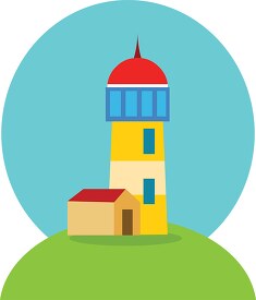 lighthouse on green hill clipart