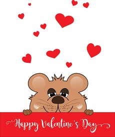 little bear with red hearts with happy valentines day vector cli