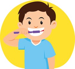 little boy brushing teeth dental clipart
