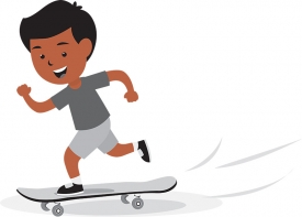 little boy riding his skateboard vector gray color