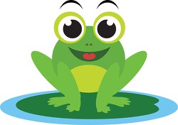 little cute frog sitting on leaf clipart