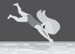 little girl diving into pool summer gray clipart 2a