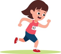 little girl running in race clipart