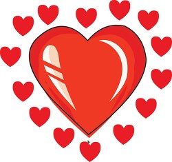 little hearts surrounding large red heart clipart