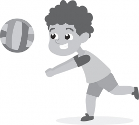 little kid boy playing volleyball gray color 01A