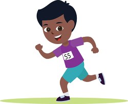 little kid boy running in marathon clipart