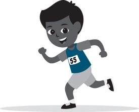 little kid boy running in marathon gray color