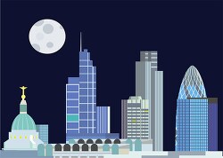 london england skyline at night with full moon in sky clipart