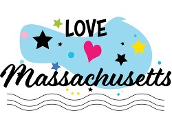 Love Massachusetts Hearts Stars Logo Clipart