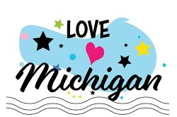 Love Michigan Hearts Stars Logo Clipart