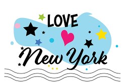 Love New York Hearts Stars Logo Clipart