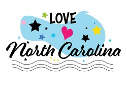 Love North Carolina Hearts Stars Logo Clipart