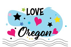 Love Oregon Hearts Stars Logo Clipart
