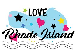 Love Rhode Island Hearts Stars Logo Clipart