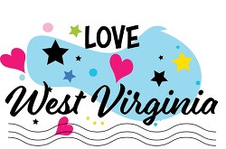 Love West Virginia Hearts Stars Logo Clipart