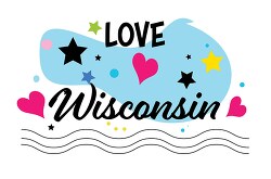 Love Wisconsin Hearts Stars Logo Clipart