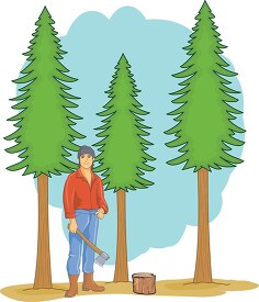 lumberjack with axe with trees 2
