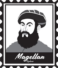 magellan explorer stamp style black white clipart