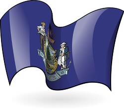 maine state flag waving clipart