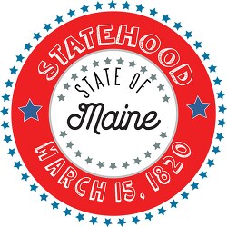 Maine Statehood 1820 date statehood round style with stars clipa