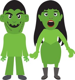 male and female frankenstein characters dressed for halloween cl