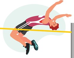 male athlete performing high jump clipart