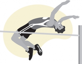 male athlete performing high jump gray color