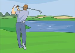 male golfer  swinging golf club 812