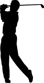 male golfer swinging club silhouette clipart