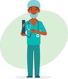 male nurse with equipment medical clipart