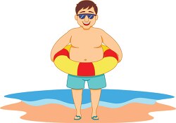 man enjoying on beach summer clipart image