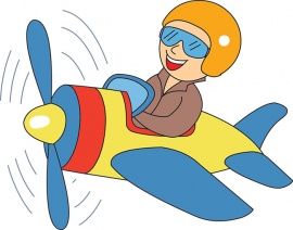 man flying plane cartoon style clipart 81588