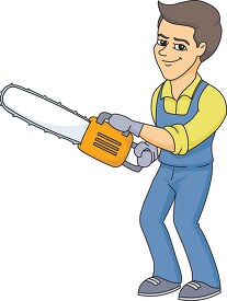 man holding an electric chainsaw