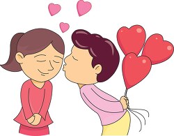 man holding ballons and kissing his valentines clipart 656