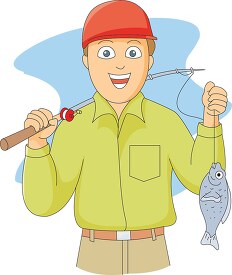 man holding fishing pole with fish