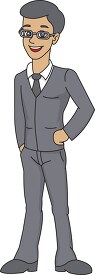 man in suit wearing glasses clipart