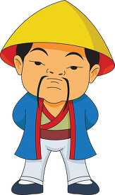 man in treditional costume standing ancient china clipart