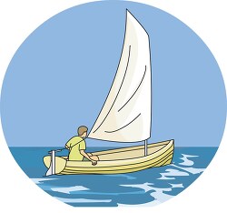 man on dinghy sail boat clipart