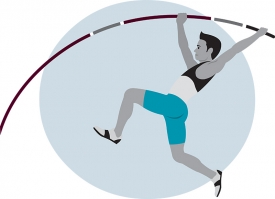 man performing a pole vault sports gray color