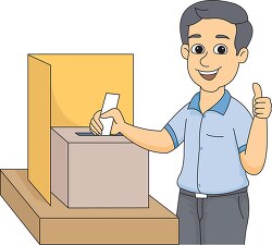 man placing ballot in voting box clipart