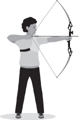 man pulling back archery bow gray color