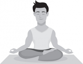 man sitting upright practicing maditation yoga gray color