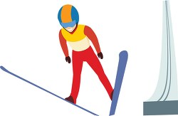 man ski jumping winter sports clipart