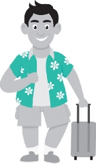 man traveling luggage summer travel gray clipart 2