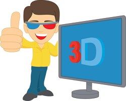 man wearing 3d glasses with 3d
