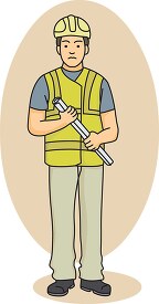 man wearing safety jacket and hard hat construction