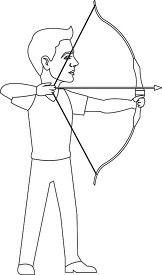man with bow and arrow archery sports black white outline black 