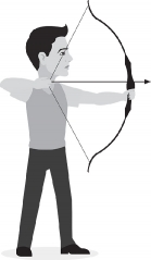 man with bow and arrow archery sports gray color