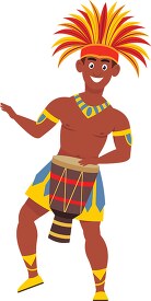 man with drum performing carnival samba rio brazil clipart